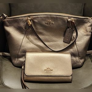 Coach Rare Gold Metallic purse/wallet set